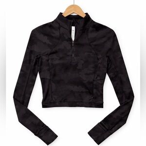 Lululemon Black Camo It's Rulu Cropped Half Zip Dark Camo